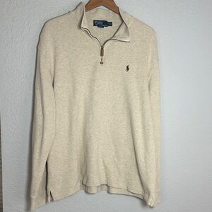 Polo Ralph Lauren Men's Cream 1/4 Zip Pullover Sweater Size XXL Preppy Warm